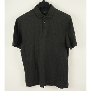 Rodd & Gunn Mens Medium Charcoal Gray Jacquard Check Geometric Cotton Polo Shirt